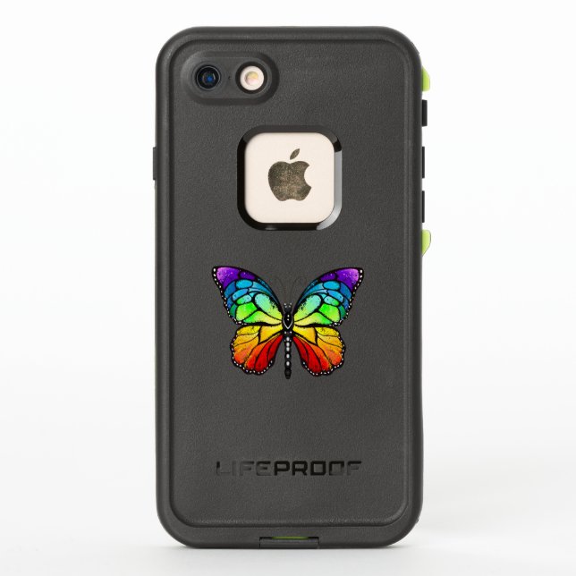 Coque LifeProof Pour iPhone Monarque papillon arc-en-ciel (Dos)