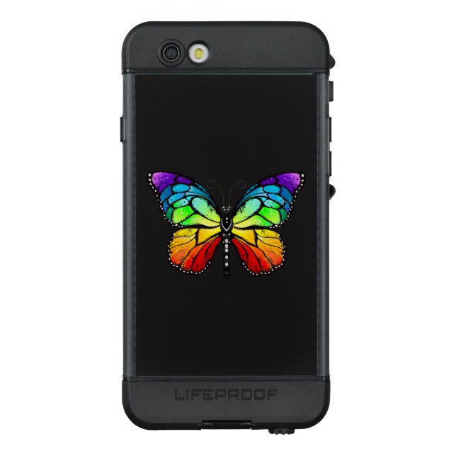 Coque LifeProof Pour iPhone Monarque papillon arc-en-ciel (Dos)