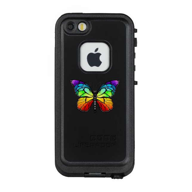 Coque LifeProof Pour iPhone Monarque papillon arc-en-ciel (Dos)