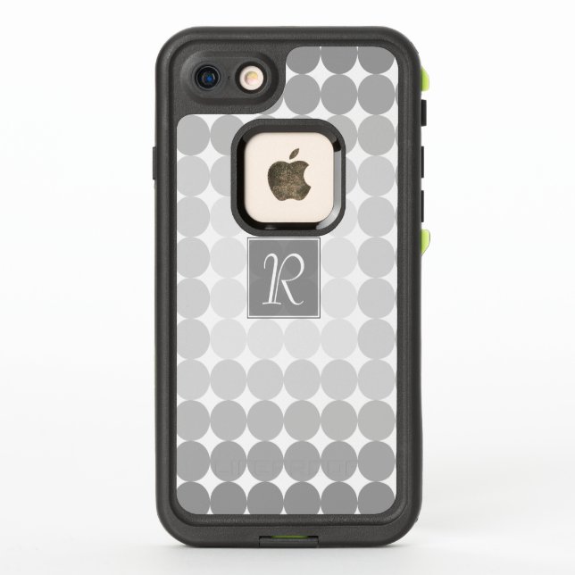 Coque LifeProof Pour iPhone Monogramme des cercles gris modernes (Dos)