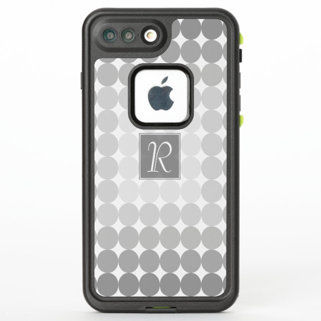 Coque LifeProof Pour iPhone Monogramme des cercles gris modernes (Dos)