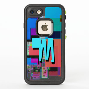 Monogramme géométrique bleu turquoise amusant