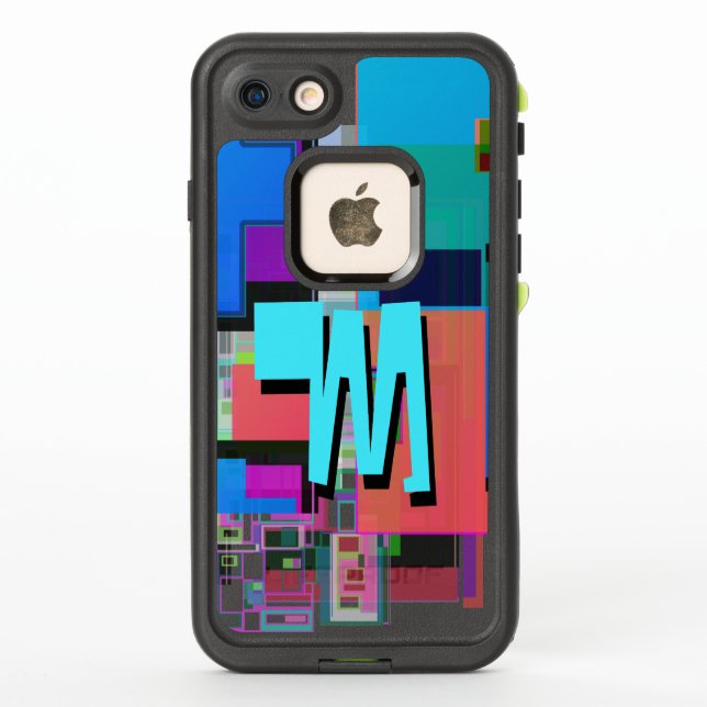 Coque LifeProof Pour iPhone Monogramme géométrique coloré inspiré des années 9 (Dos)