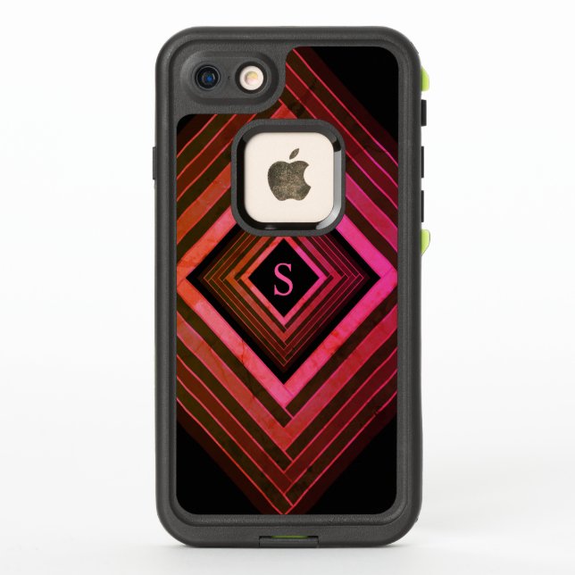Coque LifeProof Pour iPhone Monogramme géométrique rose rustique Carré moderne (Dos)