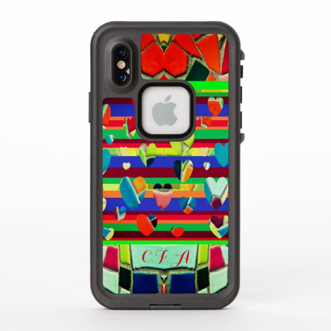 Coque LifeProof Pour iPhone Mosaic Coeur Abstrait (Dos)