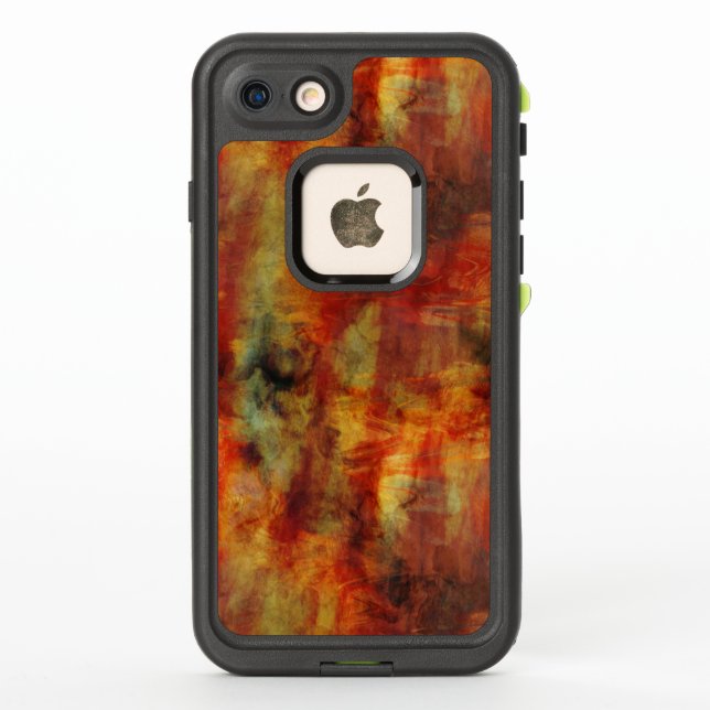 Coque LifeProof Pour iPhone Mosaïque rouge et jaune Aquarelle (Dos)
