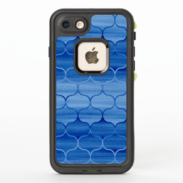 Coque LifeProof Pour iPhone Motif bleu d'Ogee d'aquarelle (Dos)