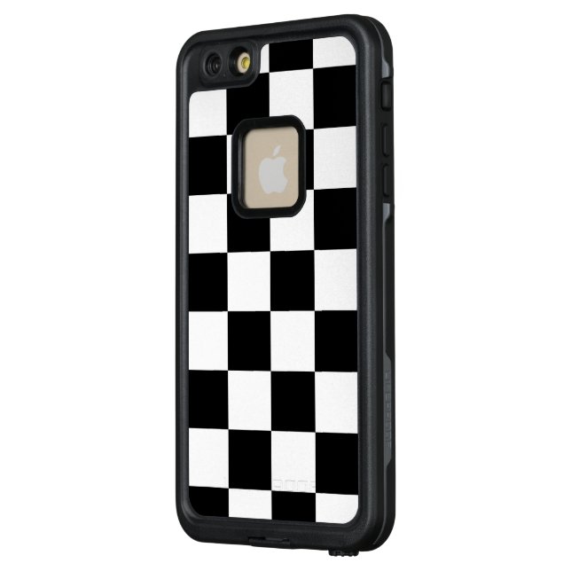 Coque LifeProof Pour iPhone Motif Checkered noir et blanc (Dos/Gauche)