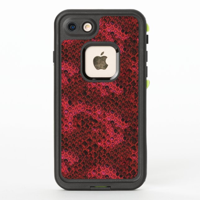 Coque LifeProof Pour iPhone Motif de peau de serpent rose et noir chaud (Dos)