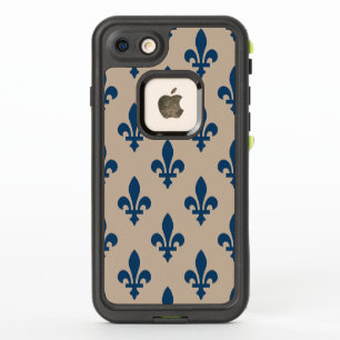 Motif Fleur de Lis, Bleu Royal Français sur Crème