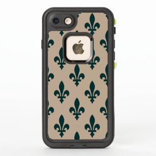Motif Fleur de Lis, Vert Royal Français sur Crème