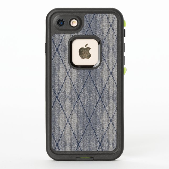 Coque LifeProof Pour iPhone Motif Jacquard gris et bleu (Dos)