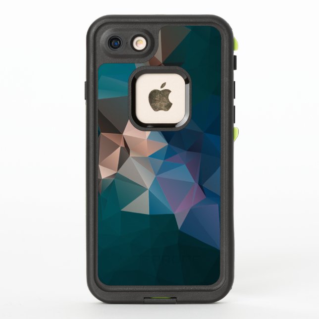 Coque LifeProof Pour iPhone Motif Pyramide Abstrait bleu vert (Dos)