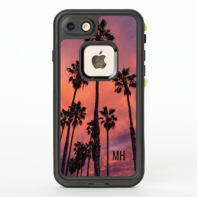 Coque LifeProof Pour iPhone Palmiers aux cas faits sur commande de monogramme (Dos)