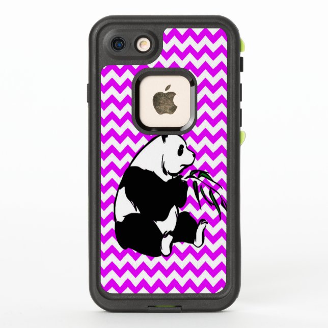Coque LifeProof Pour iPhone Panda Silhouette Vert Bambou rose Chevron (Dos)
