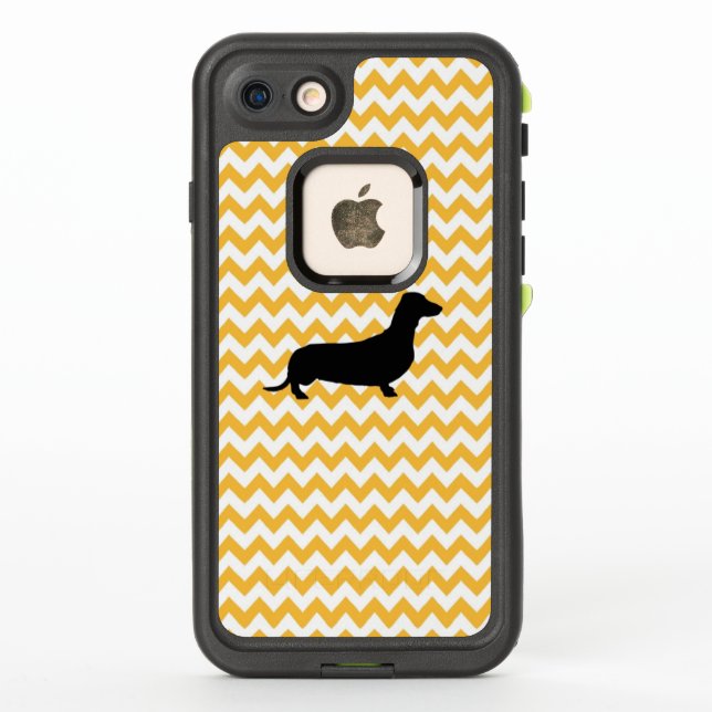 Coque LifeProof Pour iPhone Pastel Orange Chevron Avec Dachshund (Dos)