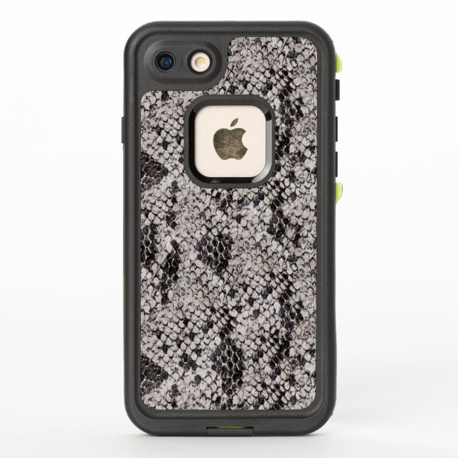 Coque LifeProof Pour iPhone Peau de serpent noir et gris (Dos)