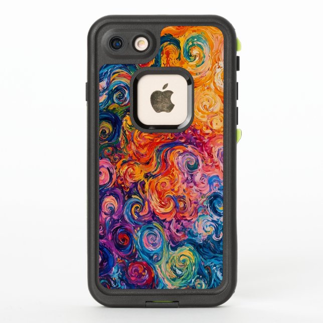 Coque LifeProof Pour iPhone Peinture à l'huile de tourbillons psychédélique (Dos)
