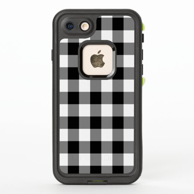 Coque LifeProof Pour iPhone Plaid noir et blanc audacieux de Buffalo (Dos)