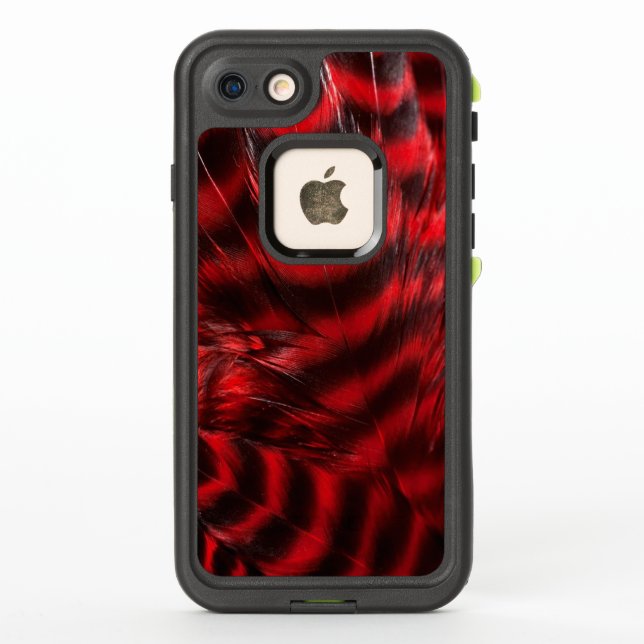 Coque LifeProof Pour iPhone Plumes rouges et noires douces (Dos)