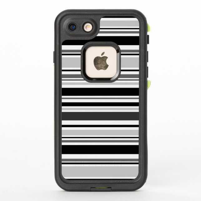 Coque LifeProof Pour iPhone Rayures mélangées grises, noires, blanches (Dos)