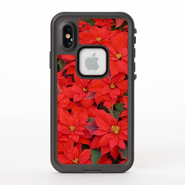Coque LifeProof Pour iPhone Red Poinsettias I Christmas Holiday Floral Photo (Dos)