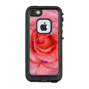 Coque LifeProof FRÄ’ Pour iPhone SE/5/5s Romantique Rose rose rouge gouttes d'eau personnal