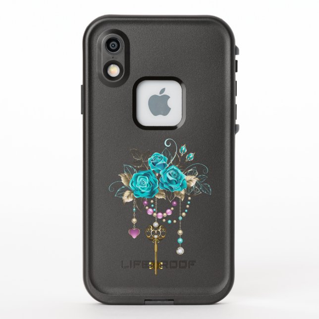 Coque LifeProof Pour iPhone Roses turquoise avec touches (Dos)