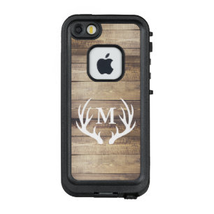 Coque LifeProof FRÄ’ Pour iPhone SE/5/5s Russe Grange Bois Blanc Cerf Antlers Lettre initia