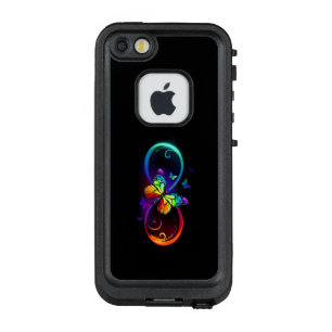 Coque LifeProof FRÄ’ Pour iPhone SE/5/5s Vibrant infinity with rainbow butterfly on black