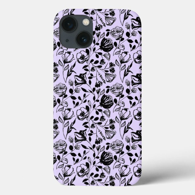 Coque Lilac floral tiré à la main (Verso)