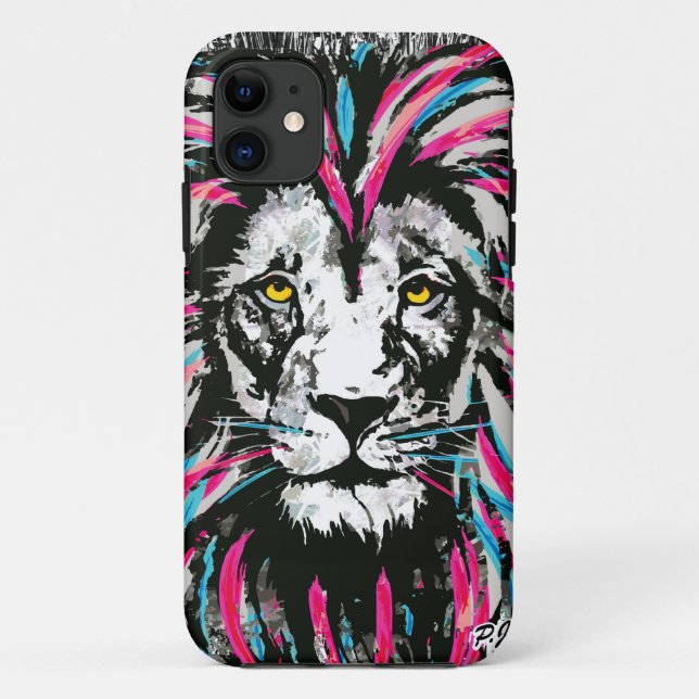 Coque Lion Head iPhone 11 | Lion rose bleu (Dos)