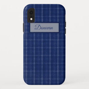 Coque Mate De Marine Bleu Et Gris Plaid coque ipho