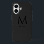 Coque-Mate simple et moderne Monogramme coque ipho<br><div class="desc">Ce coque iPhone 16 allie simplicité et esthétique moderne pour un look élégant et sophistiqué. Conçu pour ceux qui apprécient l'élégance sobre, le design présente un monogramme minimaliste dans une police contemporaine propre, avec le prénom clairement affiché sous le monogramme. La disposition assure une touche personnelle élégante tout en conservant...</div>