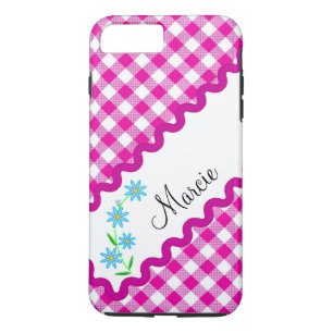 Coque-Mate Tough Plus iPhone 7 Coque rose En vichy