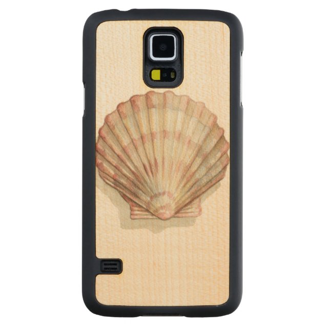 Coque Mince En Érable Galaxy S5 Coquillage rose et crème (Dos)