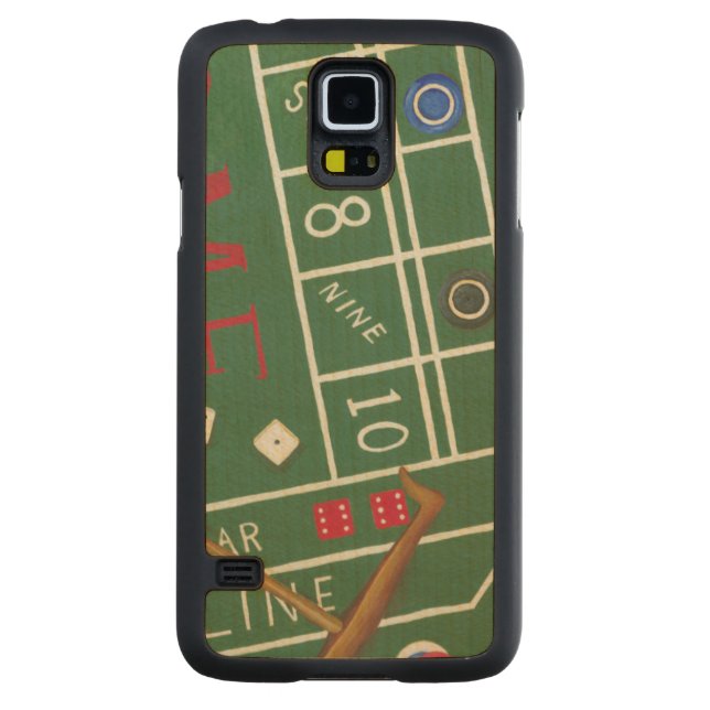 Coque Mince En Érable Galaxy S5 Table Casino Craps avec chips et dés (Dos)