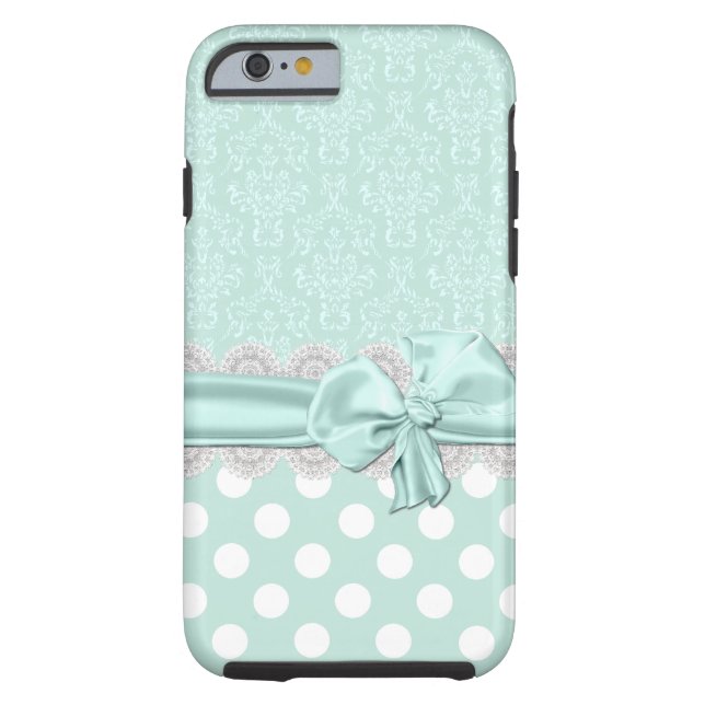 coque Mint Green Damask iPhone 6 (Dos)