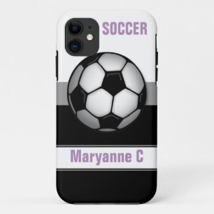 Coque moderne Soccer Ball violet personnalisé iPho