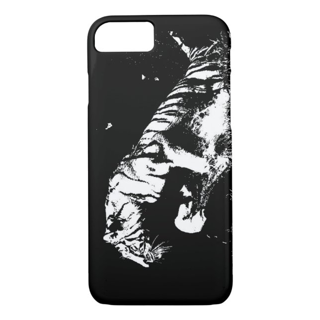 Coque noir et blanc Tiger iPhone 7 (Dos)