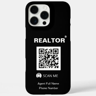 coque noir iPhone 16 Pro Max - Realtor®+QR Code