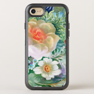Coque Otterbox Symmetry Pour iPhone 7 Aquarelle rose et beige vert Illustration florale