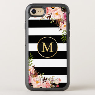 Coque OtterBox Symmetry iPhone 8/7 Beau enveloppement Floral Monogramme Noir Blancs