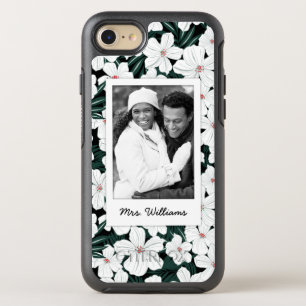 Coque OtterBox Symmetry iPhone 8/7 Photo et nom White Tropical Flowers Motif