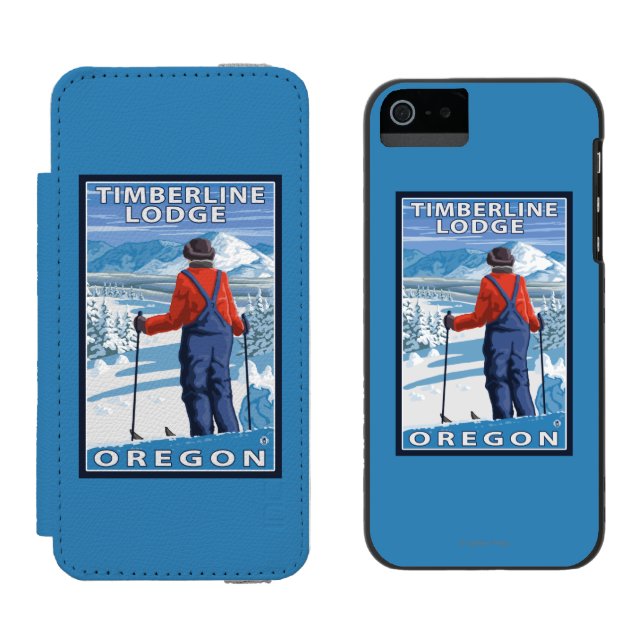 Coque Portefeuille Incipio Pour iPhone Admirer de skieur - loge de Timberline, Orégon (Côté par côté)