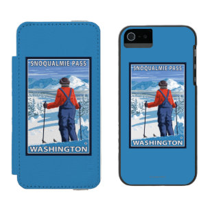 Coque-portefeuille iPhone 5 Incipio Watson™ Admirer de skieur - passage de Snoqualmie,