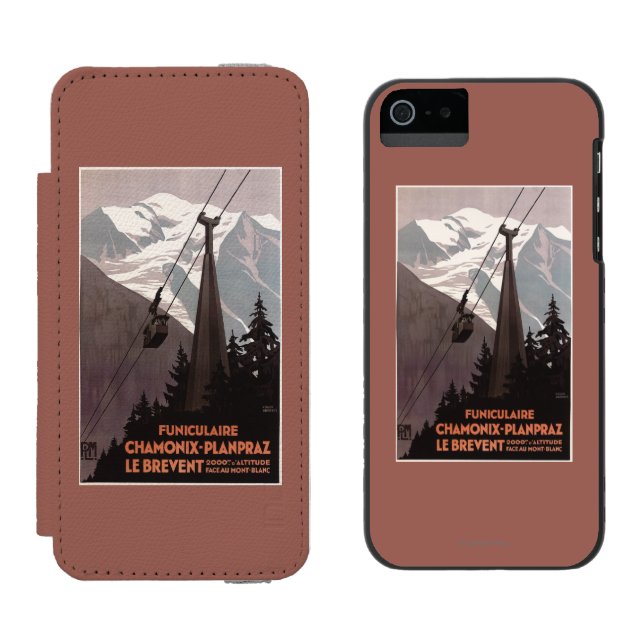 Coque Portefeuille Incipio Pour iPhone Affiche de funiculaire de Funiculaire Le Brevent (Côté par côté)