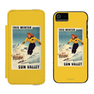Coque-portefeuille iPhone 5 Incipio Watson™ affiche de sourire et de ski de femme