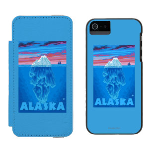 Coque-portefeuille iPhone 5 Incipio Watson™ Affiche de Vintage voyage d'AlaskaIceberg