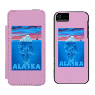 Coque-portefeuille iPhone 5 Incipio Watson™ Affiche de Vintage voyage d'AlaskaIceberg